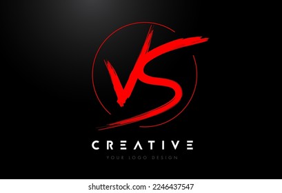 Diseño del logotipo de la carta roja frente al pincel. Vector de concepto de las letras de pincel escritas a mano artísticas. 
