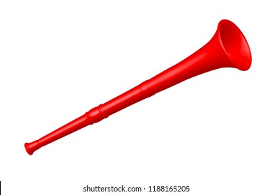 Red vuvuzela trumpet football fan. Vuvuzela isolated on a white background. Vector illustration