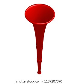 Red vuvuzela trumpet football fan. Vuvuzela isolated on a white background. Vector illustration