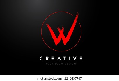 Red W Brush Letter Logo Design. Artistic Handwritten Brush Letters Logo Concept Vector. 