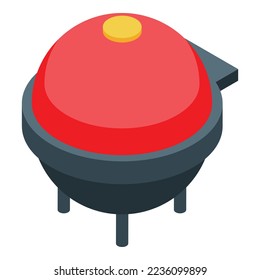 Red waffle maker icon isometric vector. Food machine. Electric equipment