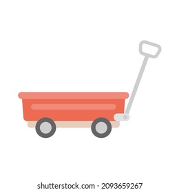 Red Wagon Flat Icon. Cartoon Illustration. Vector Sign For Mobile App And Web Sites. 