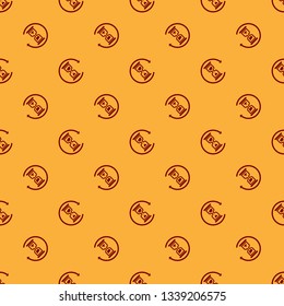 Red Waiting icon isolated seamless pattern on brown background. Wait time icon. Hourglass clock. Flat design. Vector Illustration