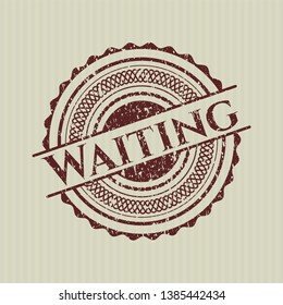 Red Waiting rubber grunge texture stamp