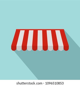 Red Wall Awning Parasol Icon. Flat Illustration Of Red Wall Awning Parasol Vector Icon For Web Design