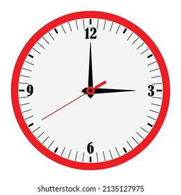 red wall clock isolate on white background.Beautiful luxury red wall clock decoration for office or home isolated on white background