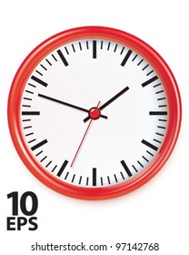 Red wall clocks isolated on white. Vector illustration