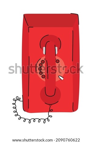 red wall telephone on white background