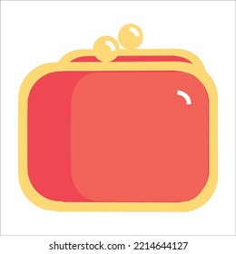 Icono de Cartera Roja en estilo plano. Ilustración del vector de pago en línea sobre fondo aislado. Concepto de negocio de firma de efectivo y bolso.