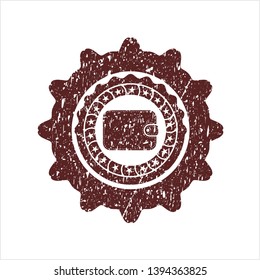 Red wallet icon inside distressed rubber texture