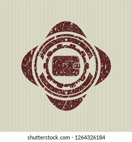 Red wallet icon inside grunge stamp