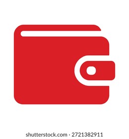 Rote Brieftasche Symbol, Vektorgrafik. Einfaches flaches Taschenbuchsymbol für Finanzen, digitale Bezahlung, Geldspeicher und E-Commerce-Design einzeln auf weißem Hintergrund.