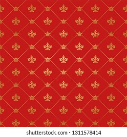 Red wallpaper background pattern in royal style for your design. Vector graphics.