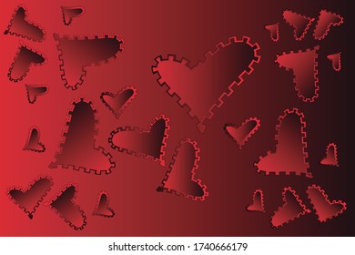Papel rojo con varios corazones rojos