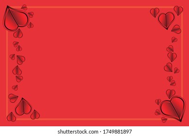 Red wallpaper with several hearts