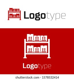 Red Warehouse icon isolated on white background. Logo design template element. Vector Illustration