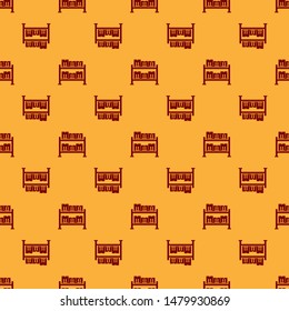Red Warehouse icon isolated seamless pattern on brown background.  Vector Illustration