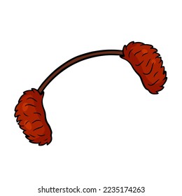 Red warm earmuff for cold weather. Vector illustration isolated on white background, cartoon style