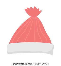 red warm hat celebration merry christmas vector illustration