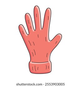 Red warm knitted glove isolated vector illustration