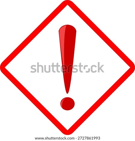 Red Warning Exclamation Mark Sign in Diamond Shape