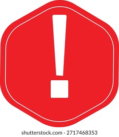 Red Warning Ausrufezeichen Symbol in Octagon - Warnhinweis für Sicherheit und Gefahrenbewusstsein, Notfallhinweis, Gefahrenverhütung im öffentlichen Bereich und am Arbeitsplatz, Symbol für verbotene Maßnahmen und Gefahrenkennzeichnung für Sicherheitsvorschriften.