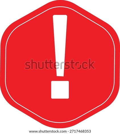 Red Warning Exclamation Mark Symbol in Octagon – Alert Signage for Safety and Hazard Awareness, Emergency Caution Notice, Public Area and Workplace Risk Prevention, Prohibited Action and Danger Identification Icon for Safety Regulation.