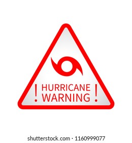 Red warning hurricane triangle road sign