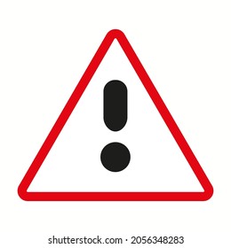 Rotes Warnsymbol. Informationszeichen. Ausrufezeichen. Wichtiges Aufmerksamkeitssymbol. Vektorgrafik. Stockbild. EPS10.