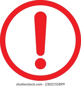 red warning icon vector illustration Isolated on a White Background . hazard warning circle sign with exclamation mark . attention sign