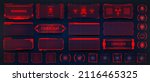 Red warning screen frames and HUD info borders. Cyberpunk interface elements, Safety system alert window, info box, callouts HUD for UI, GUI. Hi-tech Warning panels, holograms. Vector collection FUI
