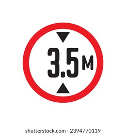 Red Warning Sign 3.5m: Graphic Design Icon with Calligraphy Character Logo