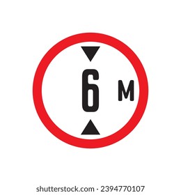 Red Warning Sign 6m: Graphic Design Icon with Calligraphy Character Logo