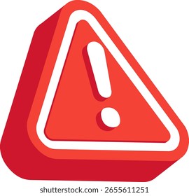 Icono rojo de la señal de advertencia 3d aislado