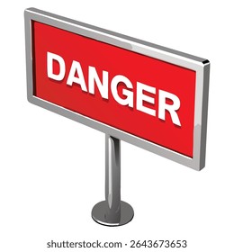 Ilustração com sinal de aviso vermelho para alertas de segurança e cuidado em áreas perigosas e perigos no local de trabalho