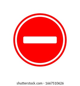 Signo de advertencia rojo. signo menos. Ilustración de vectores aislados