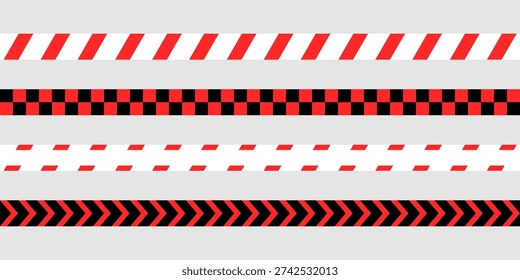 Red Warning Tape for Caution, Danger, Police Line and Prohibited Areas on White Background Vector