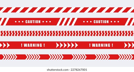 Red warning tapes set. Safety tape. Barrier tape. Caution tapes. Vector scalable graphics