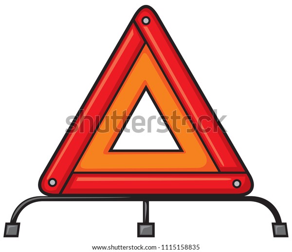Red warning\
triangle emergency road sign\
