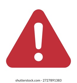 Icono rojo del triángulo de la advertencia con el signo de exclamación aislado en el fondo blanco. Peligro o signo de alerta de Ilustración vectorial.
