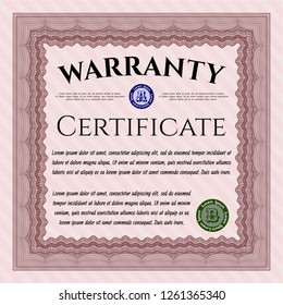 Red Warranty. With background. Money Pattern. Customizable, Easy to edit and change colors. 