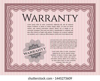 Red Warranty. With background. Money Pattern design. Customizable, Easy to edit and change colors. 