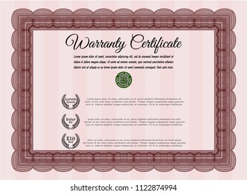 Red Warranty. With background. Vector illustration. Retro design. 