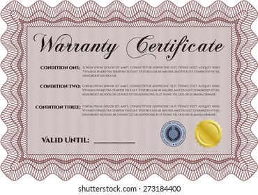 Red warranty certificate template