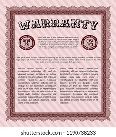 Red Warranty Certificate template. Artistry design. Customizable, Easy to edit and change colors. Printer friendly. 