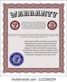 Red Warranty Certificate template. With background. Beauty design. Customizable, Easy to edit and change colors. 