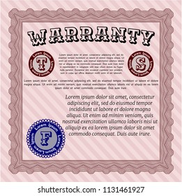 Red Warranty Certificate template. Complex background. Vector illustration. Excellent design. 
