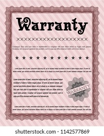 Red Warranty Certificate template. Complex background. Customizable, Easy to edit and change colors. Beauty design. 