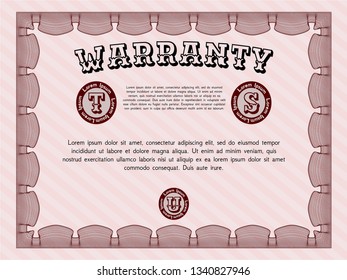 Red Warranty Certificate template. Complex background. Detailed. Beauty design. 