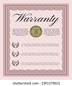Red Warranty Certificate template. Complex background. Money Pattern. Vector illustration. 